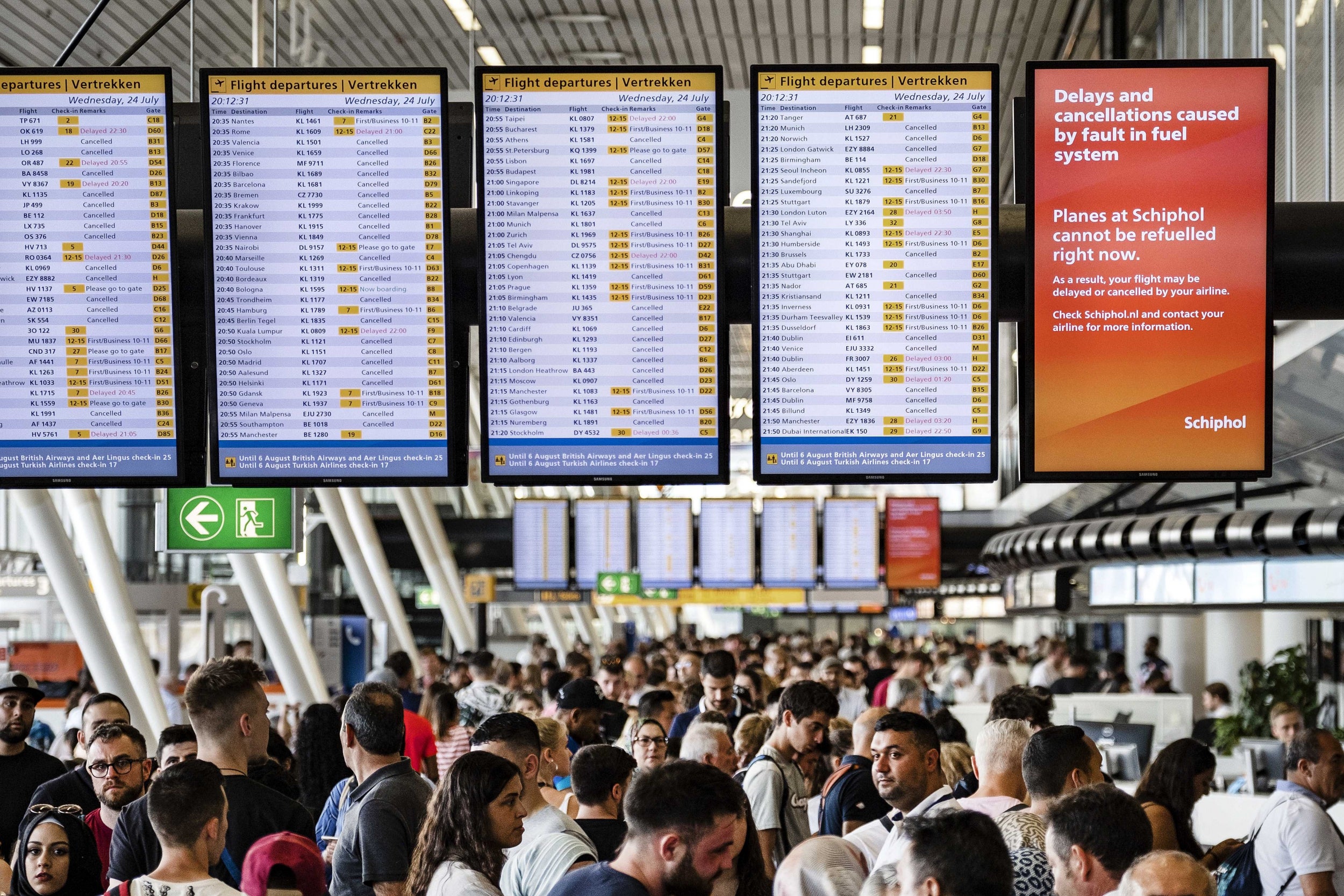 Flight chaos at Amsterdam's Schiphol Airport over refuelling problems