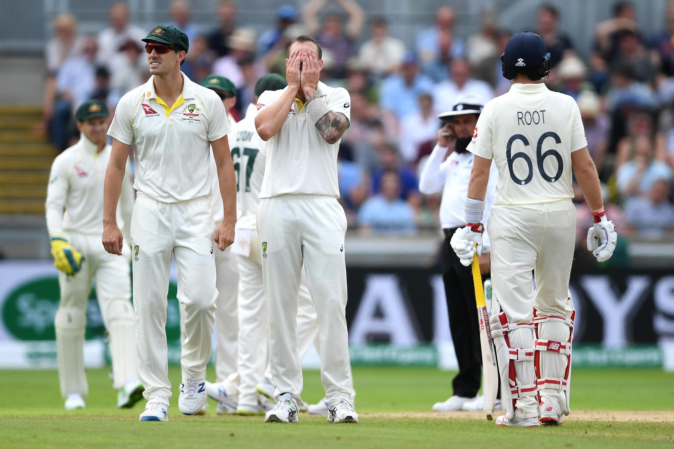 Root escapes as Pattinson delivery hits stumps but bails remain intact