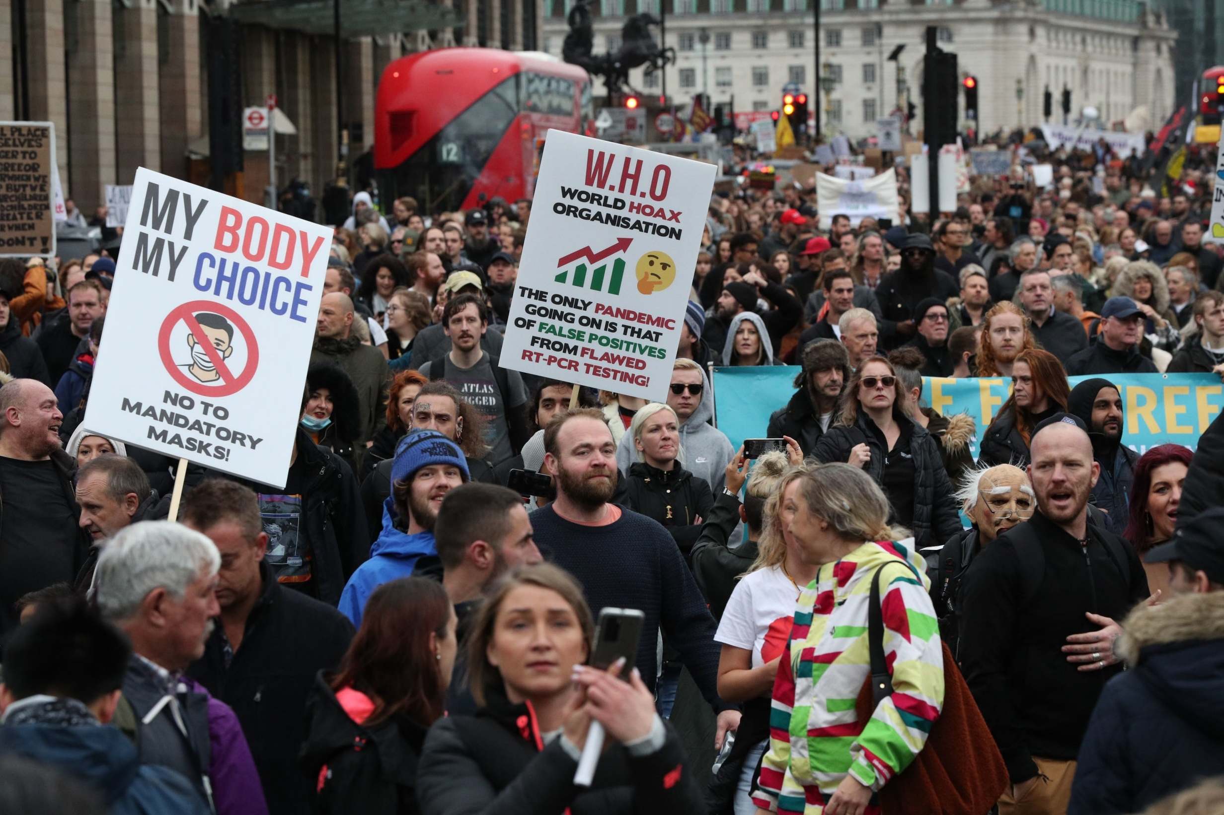 Three officers injured as 18 are arrested at anti-lockdown protests