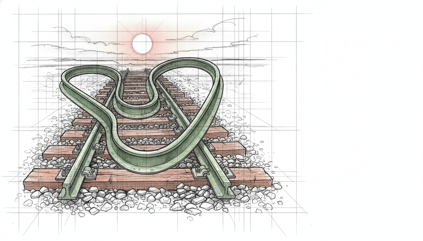 warped railway track on the South West Main Line near Reading caused by the June 2026 heatwave