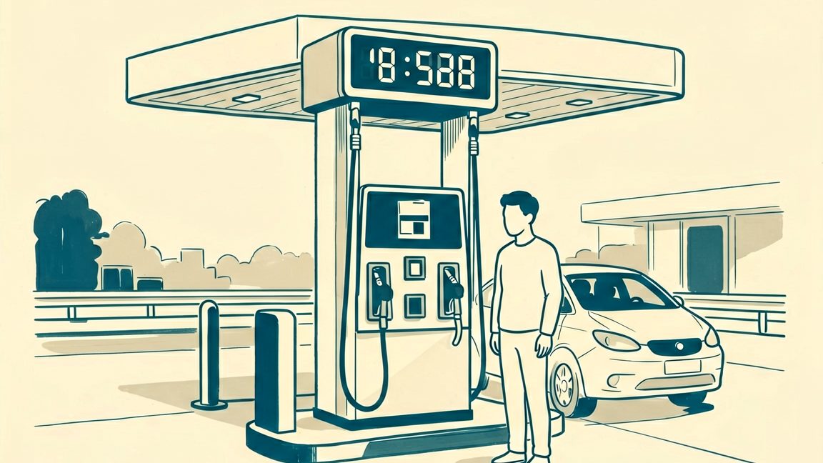 fuel pump on a UK motorway service area forecourt